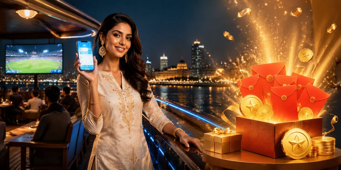Indian woman playing Rummy on mobile in traditional kurti
