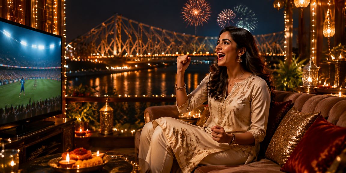 User logging in on mobile phone at a festive casino environment